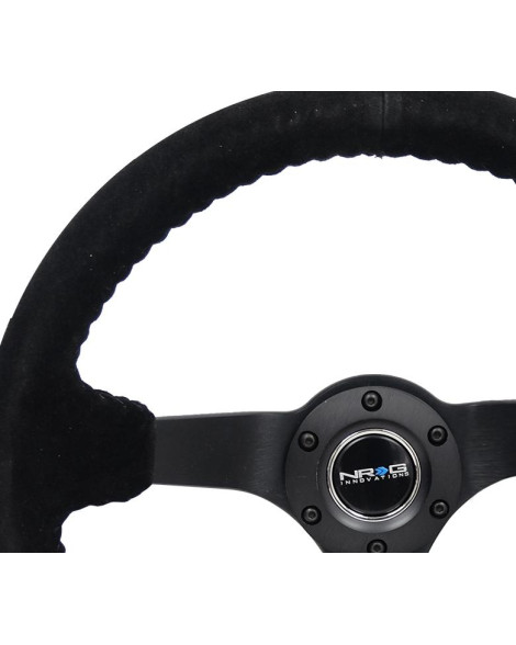 NRG Black Suede w/Black Spokes Deep Dish Steering Wheel 350mm NRG Black Suede w/Black Spokes Deep Dish Steering Wheel 350mm