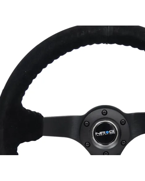 NRG Black Suede w/Black Spokes Deep Dish Steering Wheel 350mm NRG Black Suede w/Black Spokes Deep Dish Steering Wheel 350mm