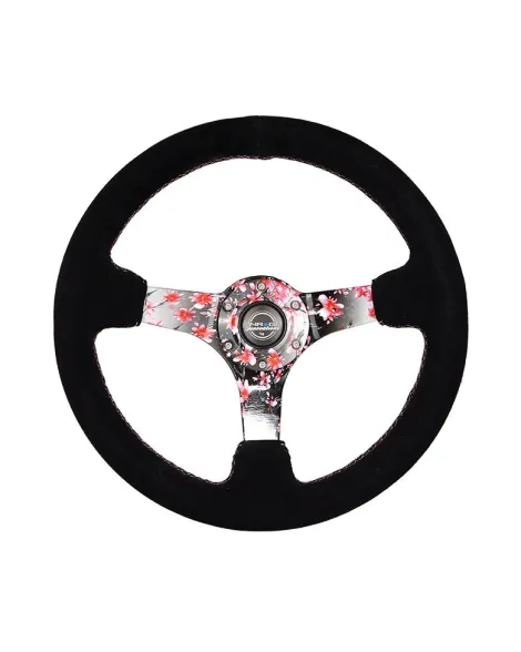 NRG Steering Wheel Black Suede Sakura 350mm 3" Deep Dish NRG Steering Wheel Black Suede Sakura 350mm 3" Deep Dish