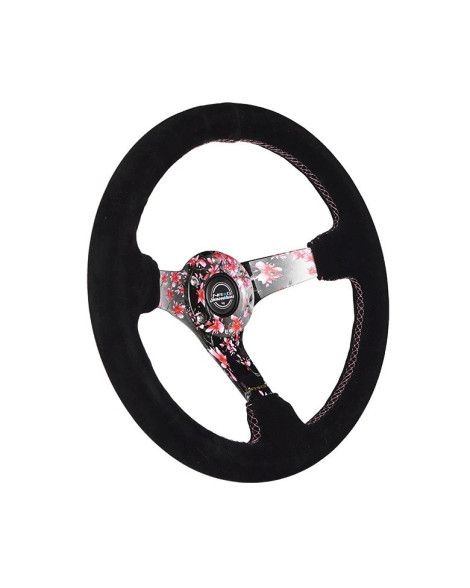 NRG Steering Wheel Black Suede Sakura 350mm 3" Deep Dish NRG Steering Wheel Black Suede Sakura 350mm 3" Deep Dish