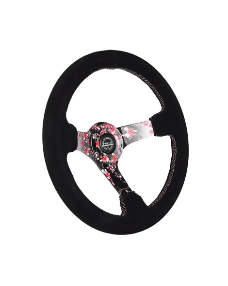 NRG Steering Wheel Black Suede Sakura 350mm 3" Deep Dish NRG Steering Wheel Black Suede Sakura 350mm 3" Deep Dish