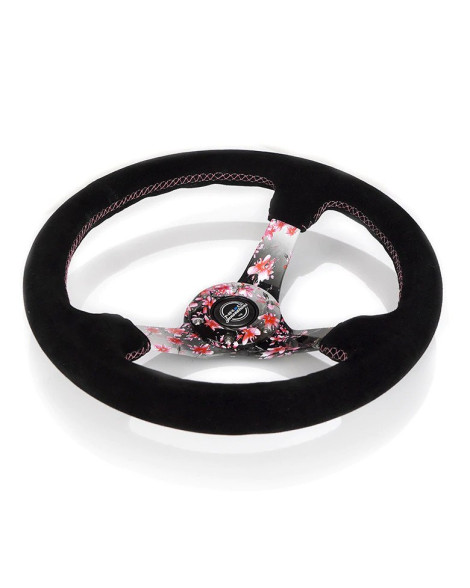 NRG Steering Wheel Black Suede Sakura 350mm 3" Deep Dish NRG Steering Wheel Black Suede Sakura 350mm 3" Deep Dish