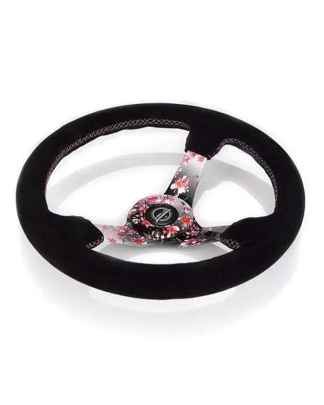 NRG Steering Wheel Black Suede Sakura 350mm 3" Deep Dish NRG Steering Wheel Black Suede Sakura 350mm 3" Deep Dish