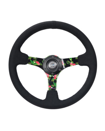NRG Black Suede w/Tropical Spokes Deep Dish Steering Wheel 350mm
