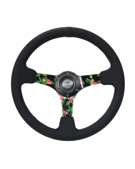 NRG Black Suede w/Tropical Spokes Deep Dish Steering Wheel 350mm NRG Black Suede w/Tropical Spokes Deep Dish Steering Wheel 350mm