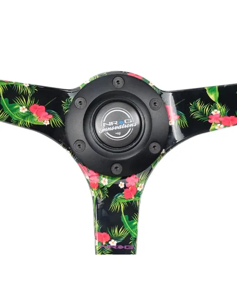 NRG Black Suede w/Tropical Spokes Deep Dish Steering Wheel 350mm NRG Black Suede w/Tropical Spokes Deep Dish Steering Wheel 350mm
