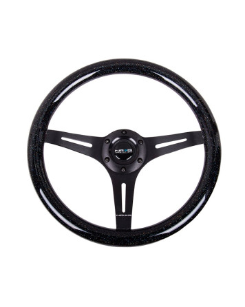 NRG Black Sparkled Wood Grain w/Black Spokes Steering Wheel 350mm