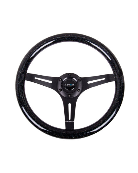 NRG Black Sparkled Wood Grain w/Black Spokes Steering Wheel 350mm NRG Black Sparkled Wood Grain w/Black Spokes Steering Wheel 350mm
