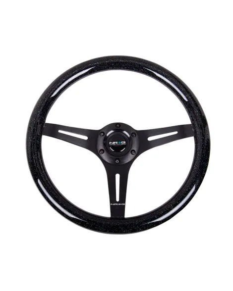 NRG Black Sparkled Wood Grain w/Black Spokes Steering Wheel 350mm NRG Black Sparkled Wood Grain w/Black Spokes Steering Wheel 350mm