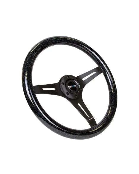 NRG Black Sparkled Wood Grain w/Black Spokes Steering Wheel 350mm NRG Black Sparkled Wood Grain w/Black Spokes Steering Wheel 350mm