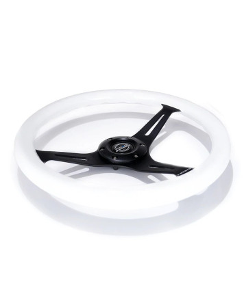 NRG Steering Wheel Glow-N-The-Dark Green w/Black Spokes 350mm 1.5" Dish
