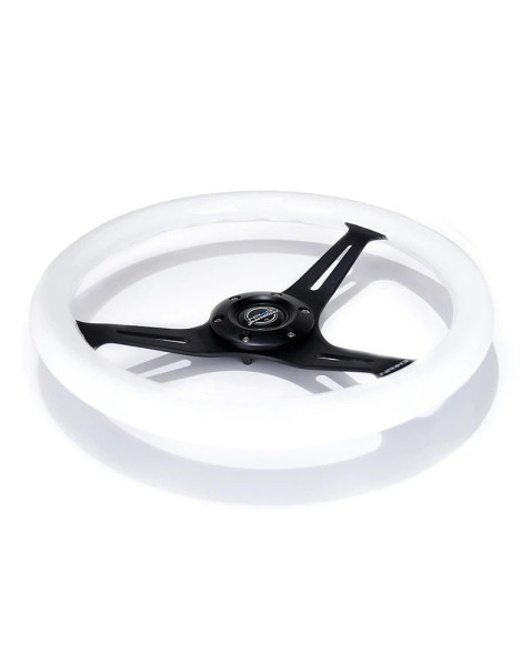 NRG Steering Wheel Glow-N-The-Dark Green w/Black Spokes 350mm 1.5" Dish NRG Steering Wheel Glow-N-The-Dark Green w/Black Spokes 350mm 1.5" Dish