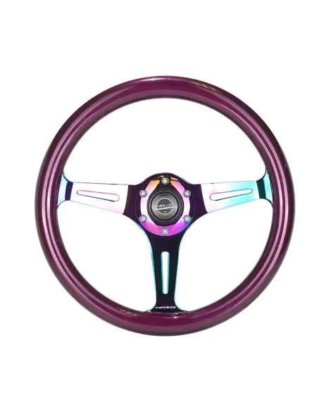 NRG Steering Wheel Purple w/Neo Chrome Spokes 350mm 1.5" Dish NRG Steering Wheel Purple w/Neo Chrome Spokes 350mm 1.5" Dish