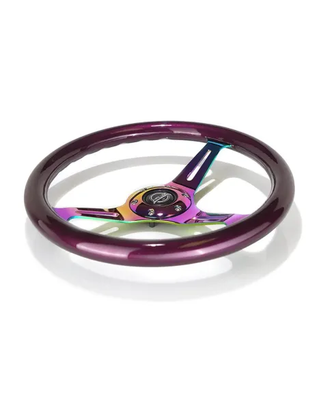 NRG Steering Wheel Purple w/Neo Chrome Spokes 350mm 1.5" Dish NRG Steering Wheel Purple w/Neo Chrome Spokes 350mm 1.5" Dish