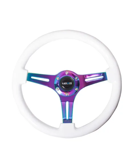 NRG White Wood Grain w/3 Neochrome spokes Steering Wheel 350mm NRG White Wood Grain w/3 Neochrome spokes Steering Wheel 350mm