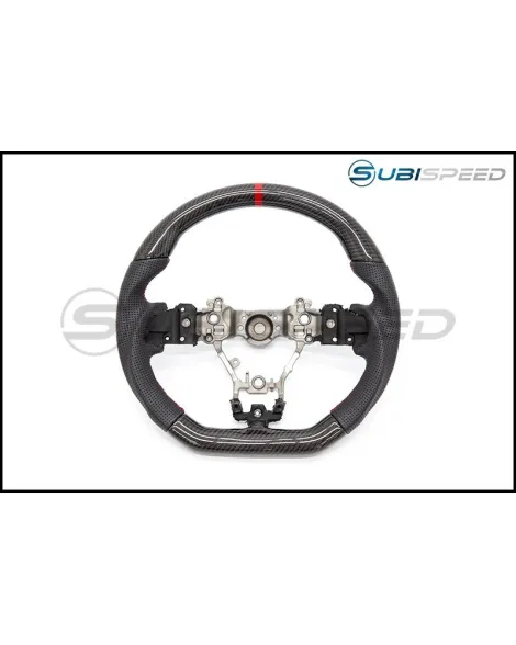 Subaru WRX & STI 15+ OLM Automotive PRO +12R Leather / Carbon / Red Stripe Steering Wheel Subaru WRX & STI 15+ OLM Automotive PRO +12R Leather / Carbon / Red Stripe Steering Wheel