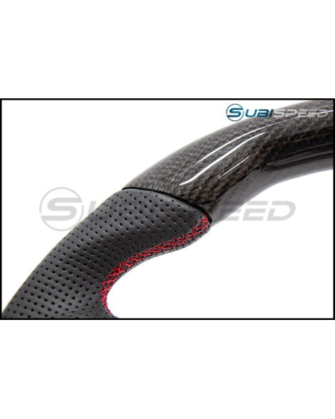 Subaru WRX & STI 15+ OLM Automotive PRO +12R Leather / Carbon / Red Stripe Steering Wheel Subaru WRX & STI 15+ OLM Automotive PRO +12R Leather / Carbon / Red Stripe Steering Wheel