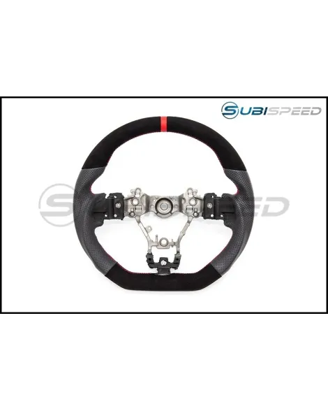 Subaru WRX & STI 15+ OLM Automotive PRO +12R Alcantara / Leather / Red Stripe Steering Wheel Subaru WRX & STI 15+ OLM Automotive PRO +12R Alcantara / Leather / Red Stripe Steering Wheel