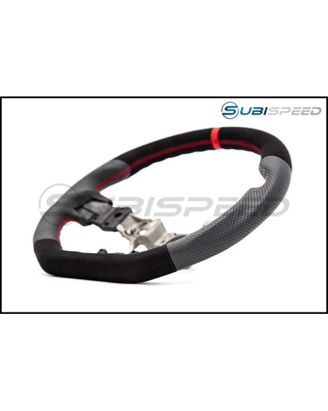 Subaru WRX & STI 15+ OLM Automotive PRO +12R Alcantara / Leather / Red Stripe Steering Wheel Subaru WRX & STI 15+ OLM Automotive PRO +12R Alcantara / Leather / Red Stripe Steering Wheel