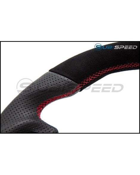 Subaru WRX & STI 15+ OLM Automotive PRO +12R Alcantara / Leather / Red Stripe Steering Wheel Subaru WRX & STI 15+ OLM Automotive PRO +12R Alcantara / Leather / Red Stripe Steering Wheel