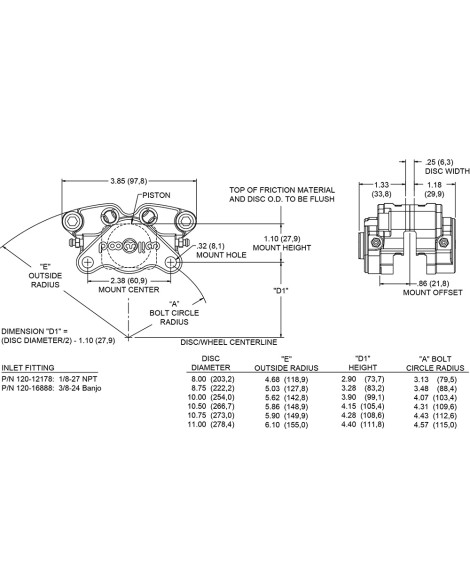 Wilwood GP200 Billet 2 Piston Caliper 0.25 120-16888