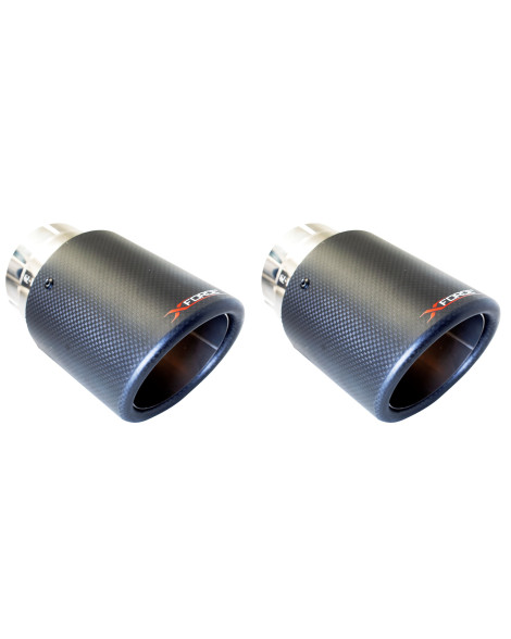 XForce 4" Carbon Fiber Tips - Pair (for VW Golf & Scirocco R Xforce system only, will NOT fit OEM) XForce 4" Carbon Fiber Tips - Pair (for VW Golf & Scirocco R Xforce system only, will NOT fit OEM)